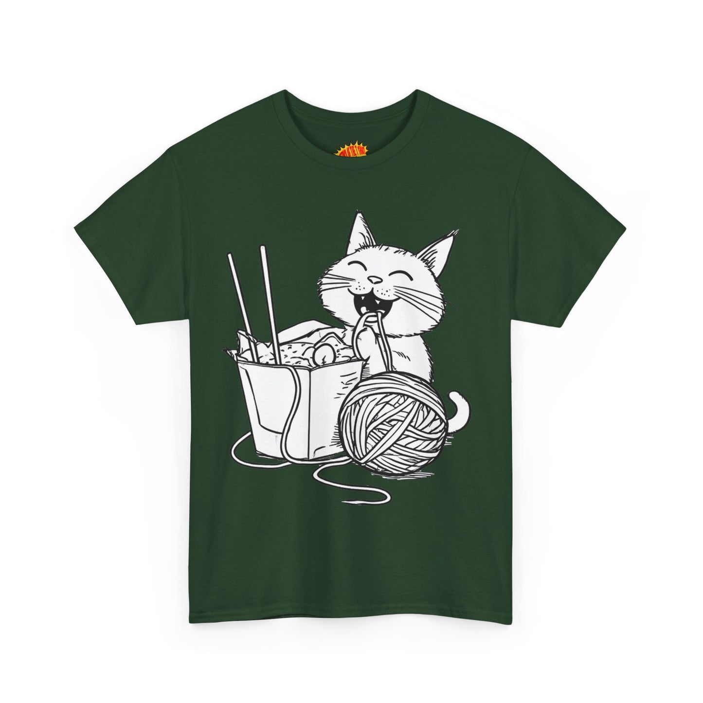 Happy Cat w/Noodles + Yarn Art Tee Shirt *Multiple Colors*