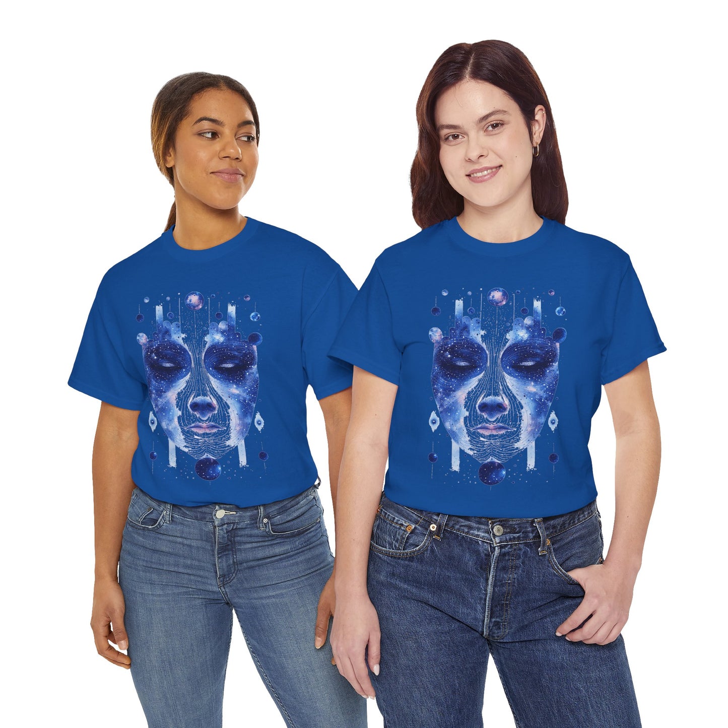 Cosmic Face Galaxy Graphic Space Art Tee Shirt *Multiple Colors*