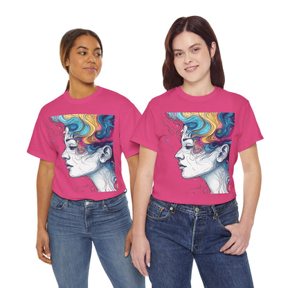 Face w/Color Hair Graphic Art Tee Shirt
