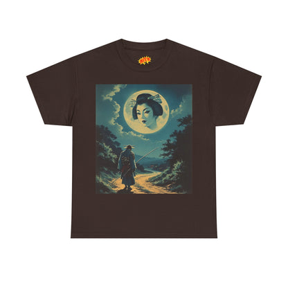 Travelling Samurai w/Full Moon Geisha Woman T-Shirt