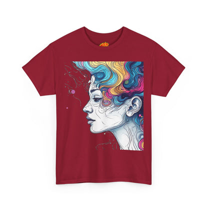 Face w/Color Hair Graphic Art Tee Shirt