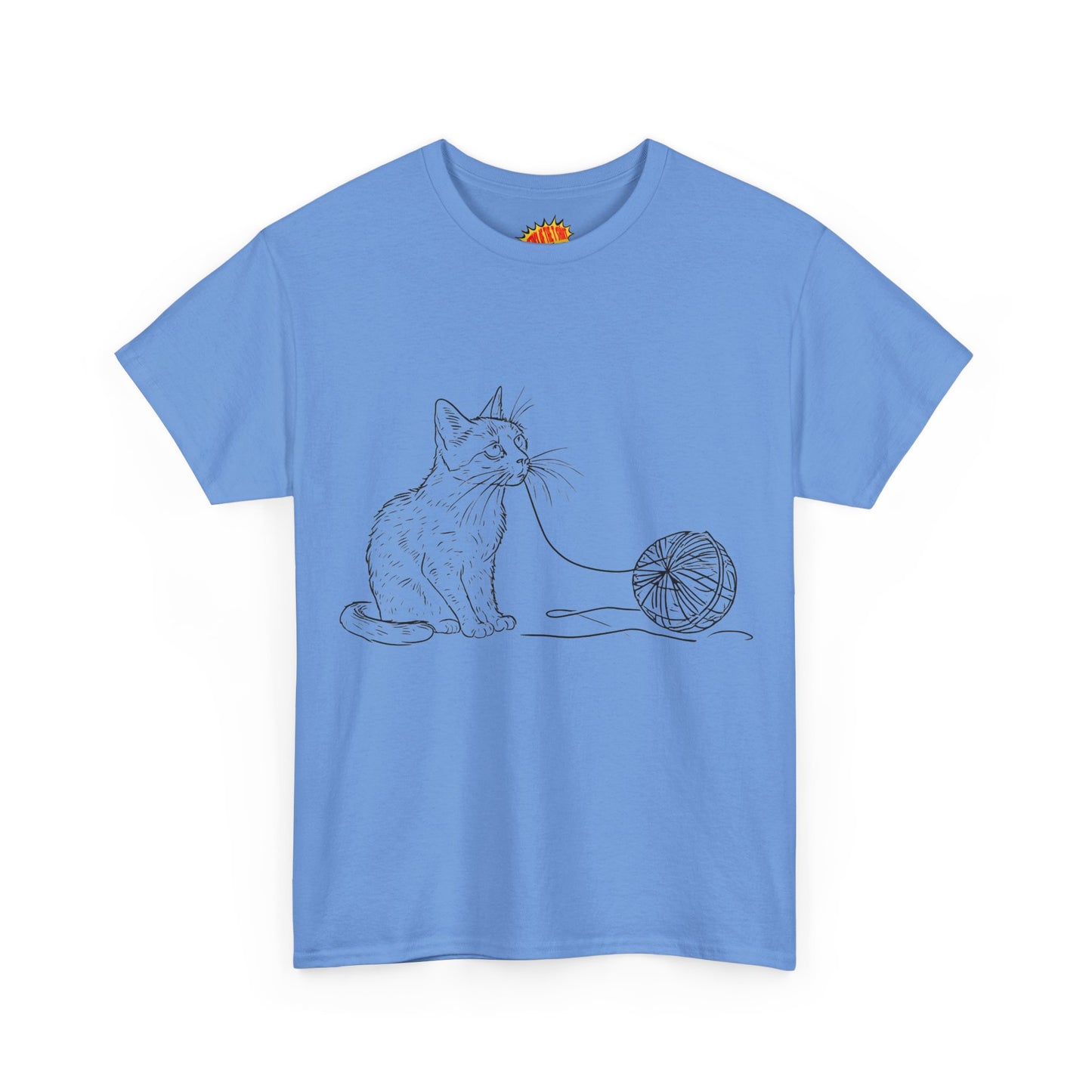 Cat w/Yarn Line Drawing Art Tee Shirt *Multiple Colors*