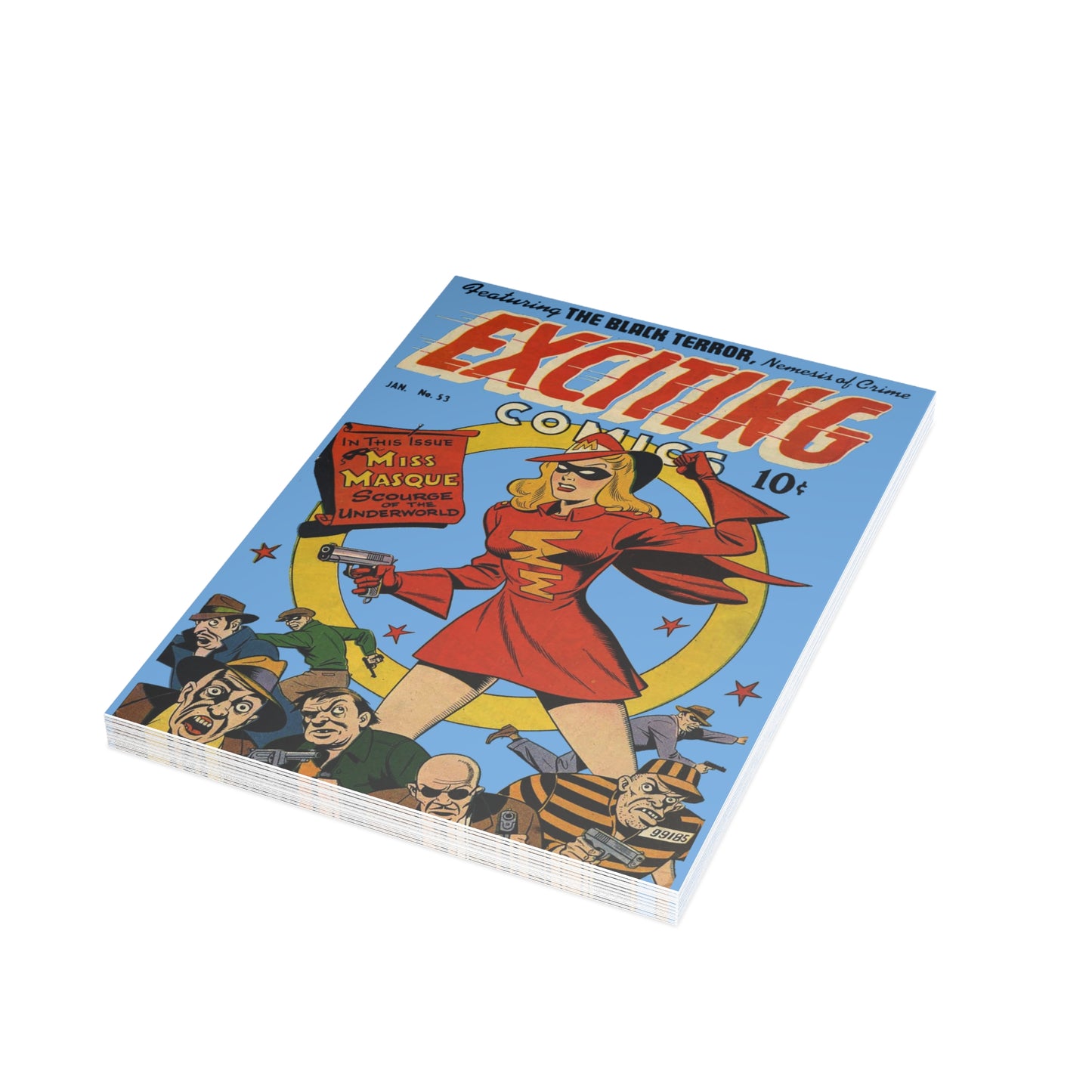 Exciting Comics #53 Feat. Miss Masque Postcards w/Envelopes