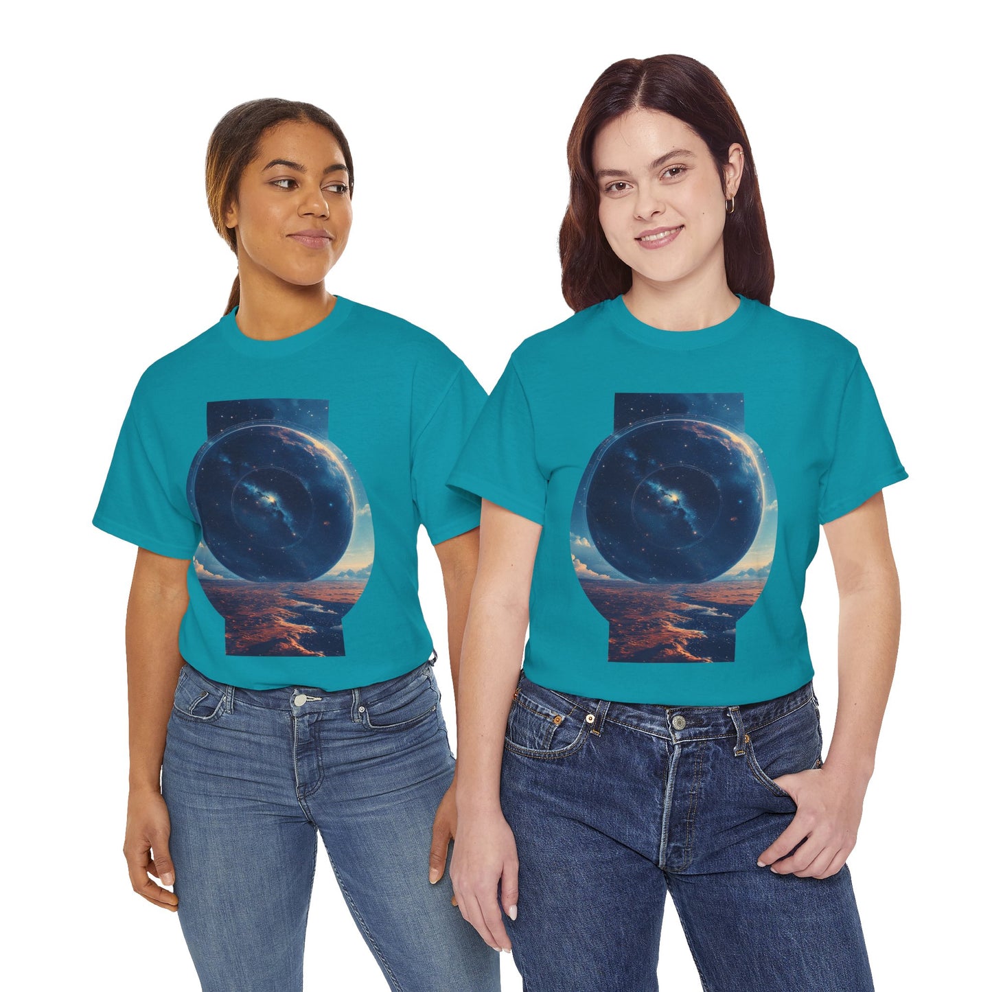 Round Galaxy Space Graphic Art Tee Shirt *Multiple Colors*
