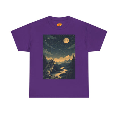 Mountain Wolf with River & Full Moon T-Shirt