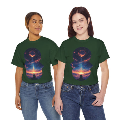 Cosmic Meditation w/Planet Space Graphic Art Tee Shirt