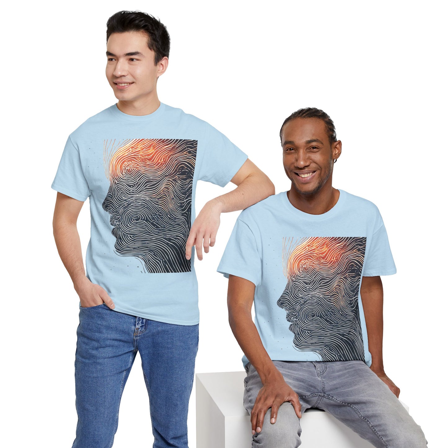 Line Drawing Face Graphic Art Tee Shirt *Multiple Colors*
