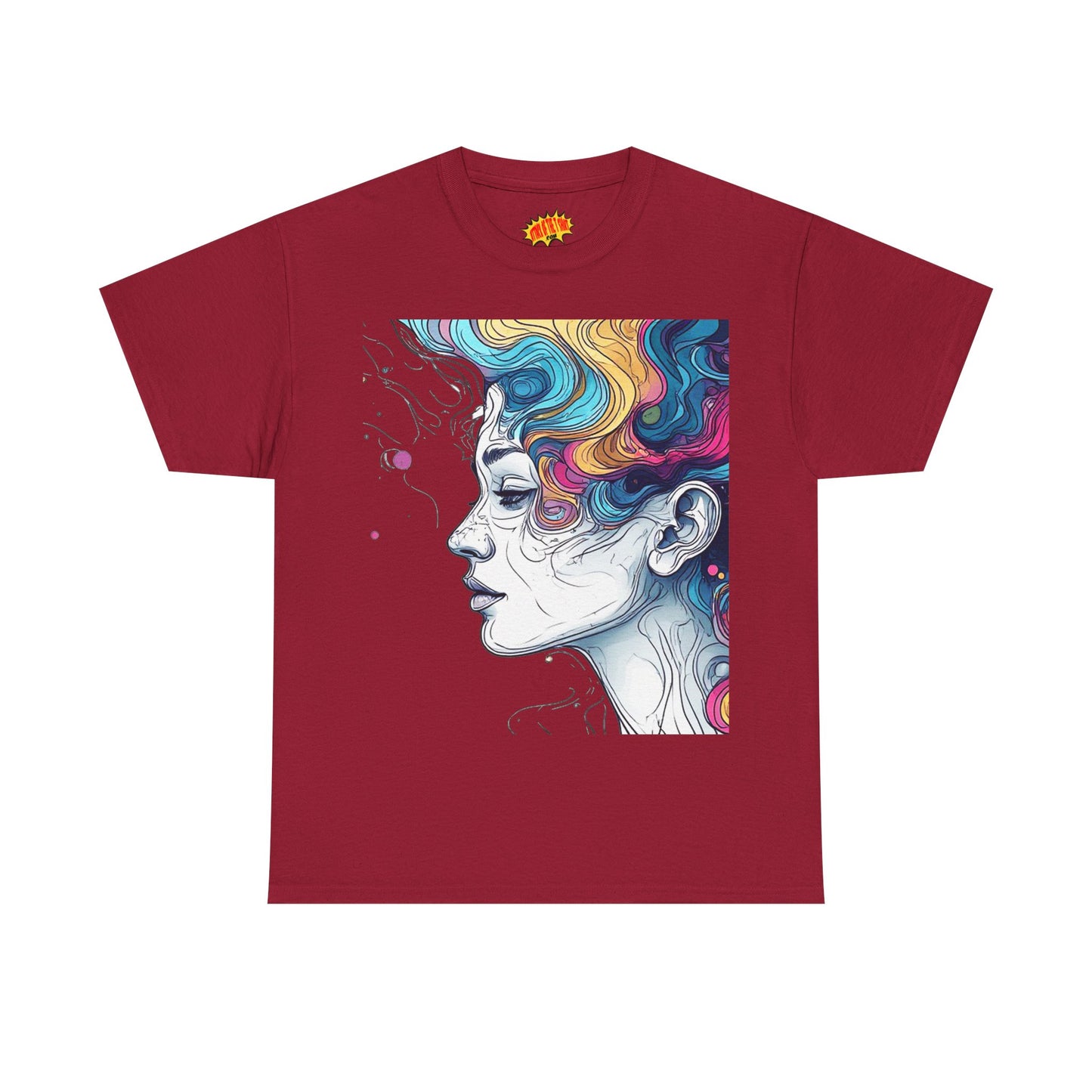 Face w/Color Hair Graphic Art Tee Shirt *Multiple Colors*