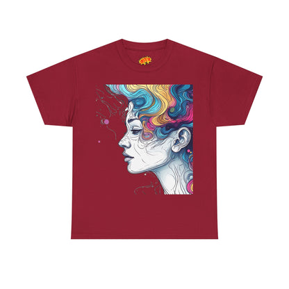 Face w/Color Hair Graphic Art Tee Shirt