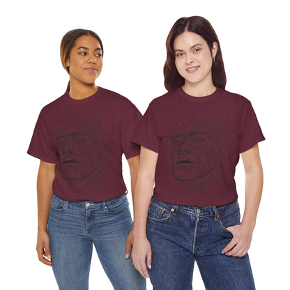 Human Face Line Drawing Portrait Graphic Art Tee Shirt