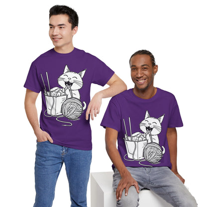 Happy Cat w/Noodles + Yarn Art Tee Shirt