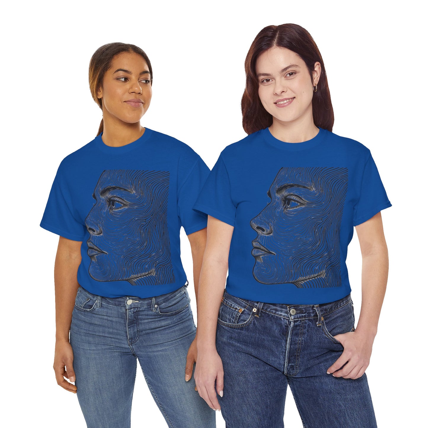 Human Face Profile Line Drawing Graphic Art Tee Shirt *Multiple Colors*