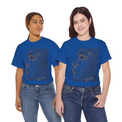 Human Face Profile Line Drawing Graphic Art Tee Shirt