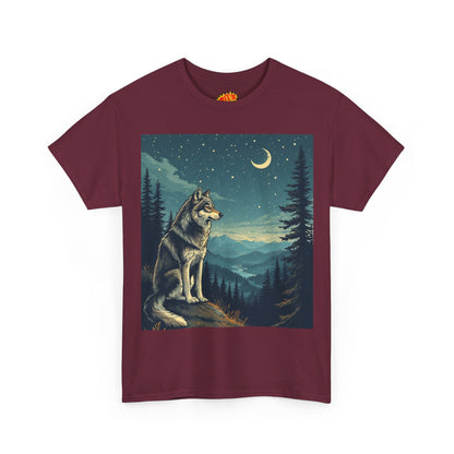 Wolf with Sliver Moon Scene T-Shirt