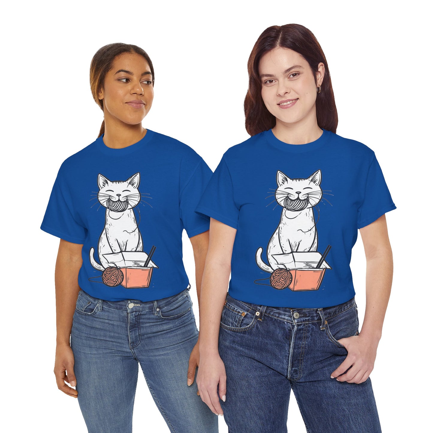 Cat w/Yarn Ball Takeout Art Tee Shirt *Multiple Colors*