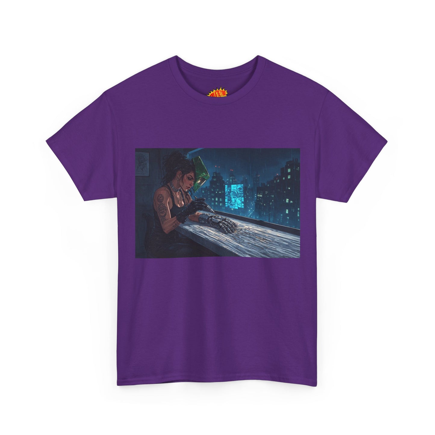 Cyberpunk Women w/Cybernetic Hand Scene T-Shirt *Multiple Colors*