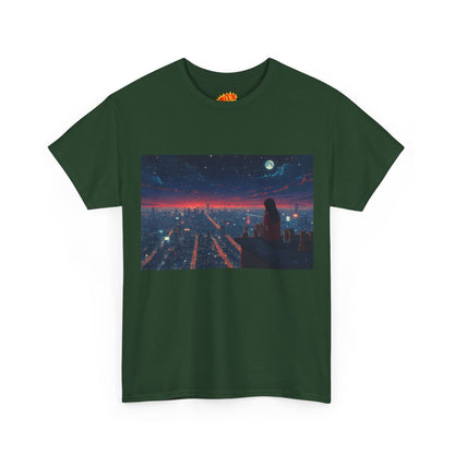 Neon City Anime Night Scene w/Cats T-Shirt