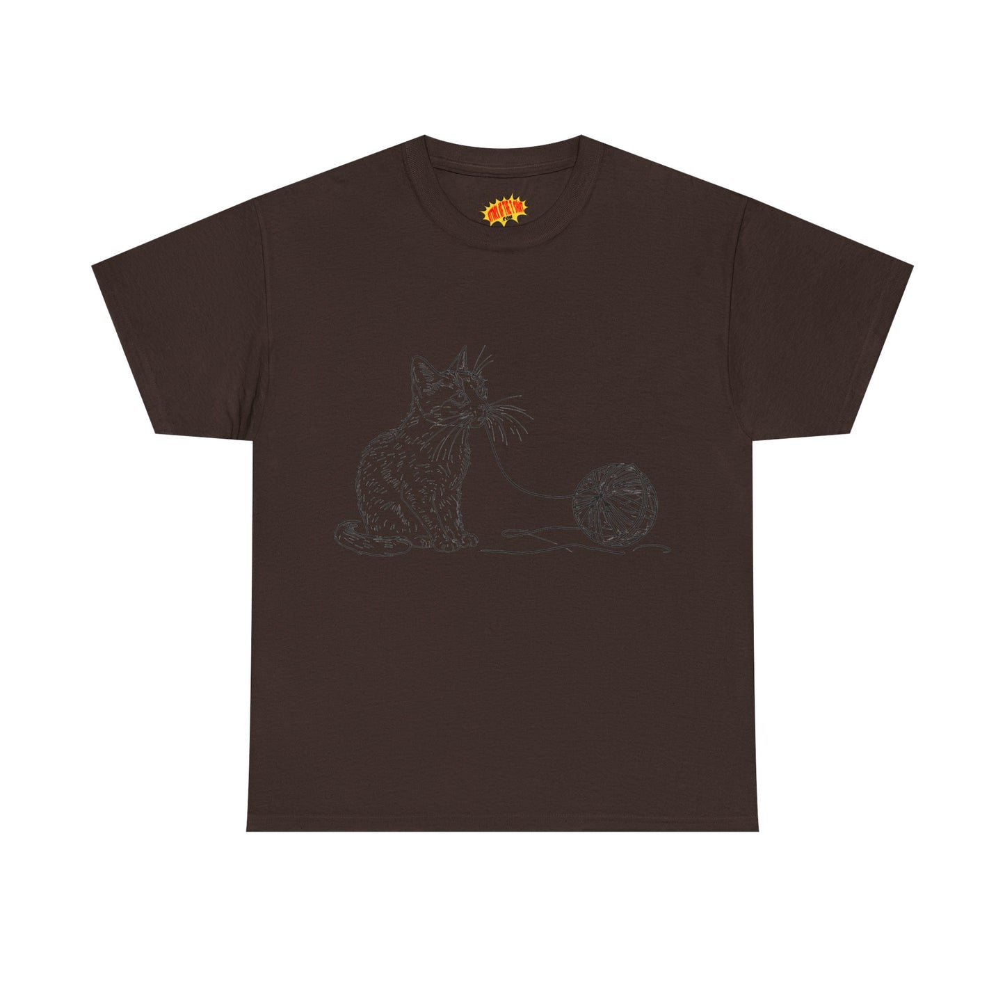 Cat w/Yarn Line Drawing Art Tee Shirt *Multiple Colors*
