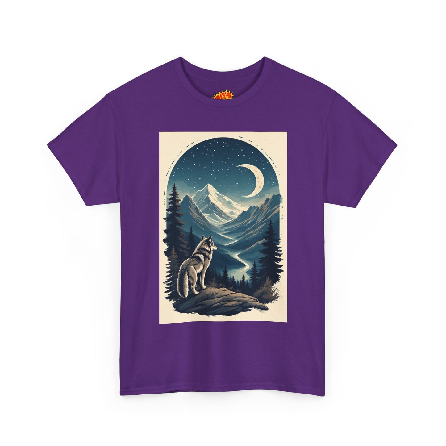 Wolf with Crescent Moon Scene T-Shirt *Multiple Colors*