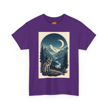 Wolf with Crescent Moon Scene T-Shirt