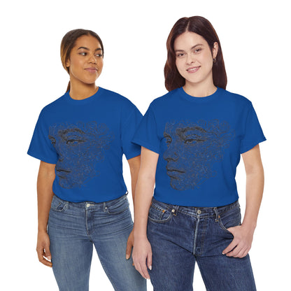 Human Face Silhouette Line Drawing Graphic Art Tee Shirt