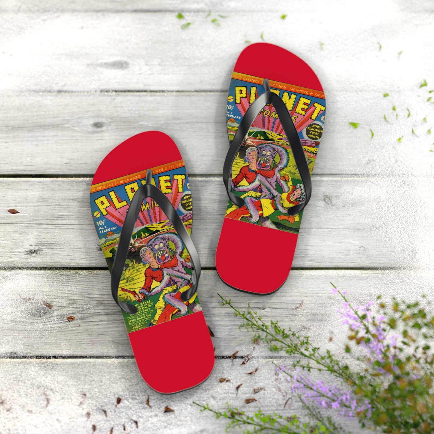 Planet Comics #2 Flip Flops Red *Multiple Sizes Available*