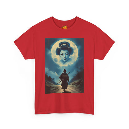 Walking Samurai w/Full Moon Geisha Woman T-Shirt