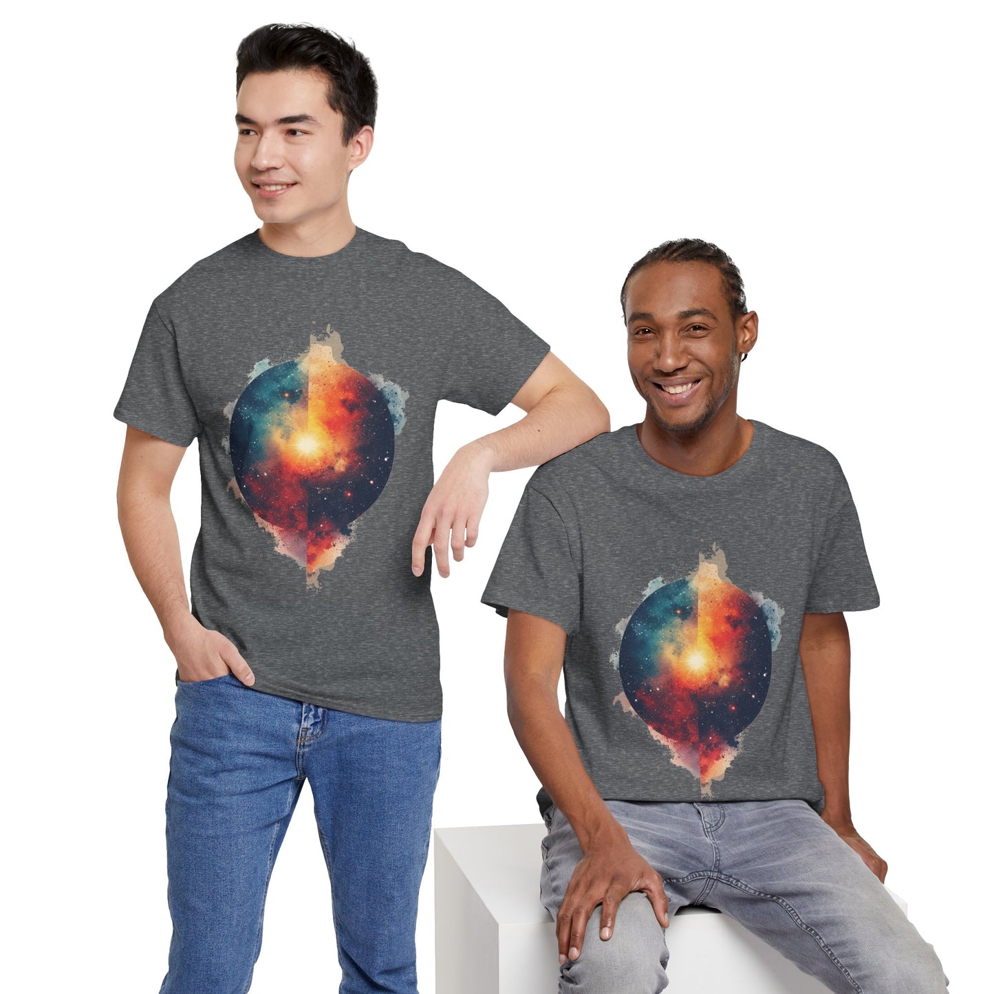 Round Galaxy w/Nebula Graphic Art Tee Shirt *Multiple Colors*