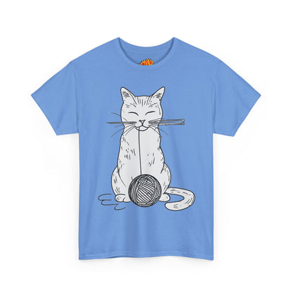 White Cat w/Yarn Ball Art Drawing Tee Shirt