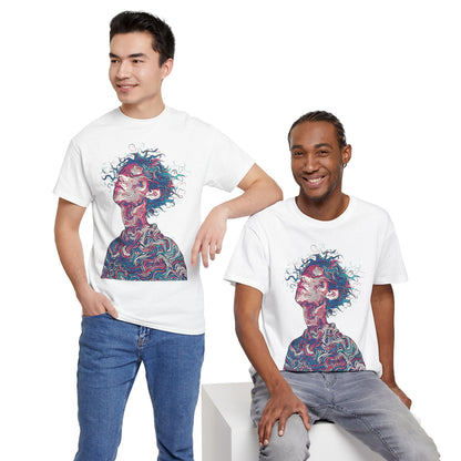 Line Drawing Multicolor Human Graphic Art Tee Shirt