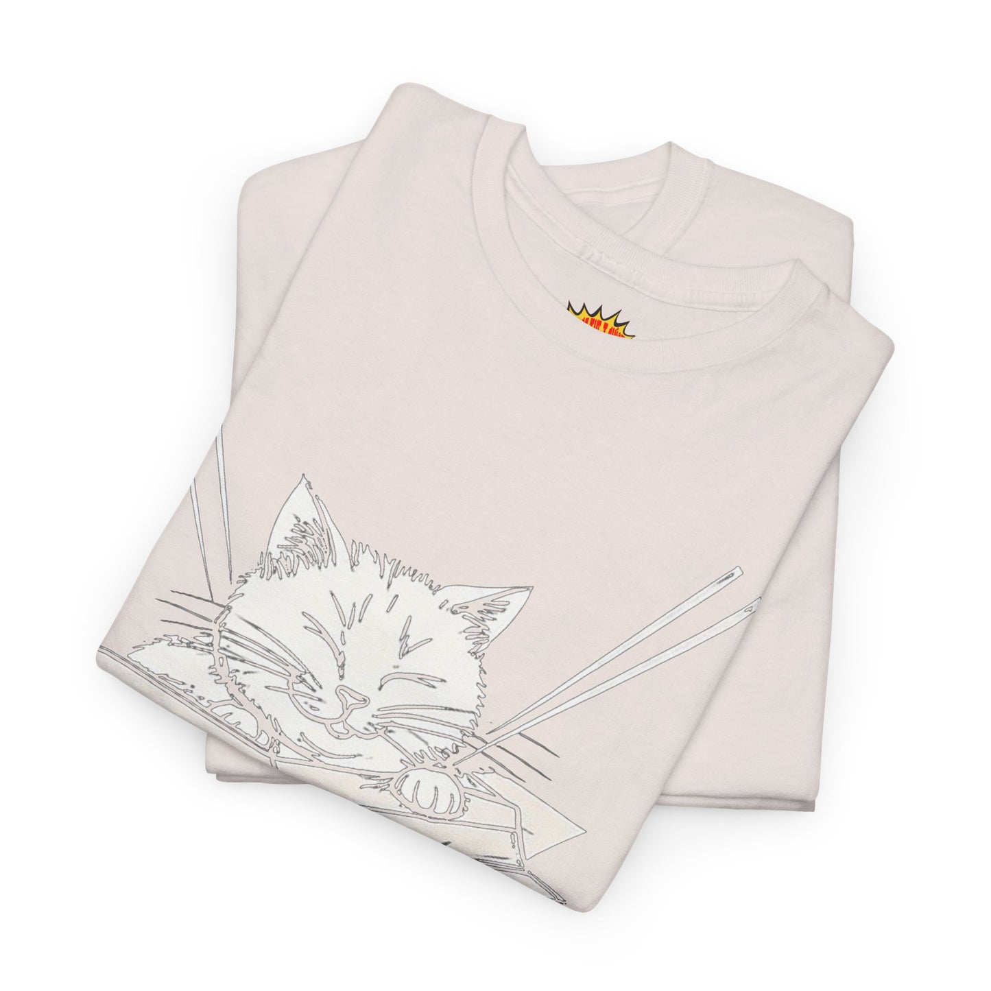 Cat w/Box + Yarn Ball Art Drawing Tee Shirt *Multiple Colors*