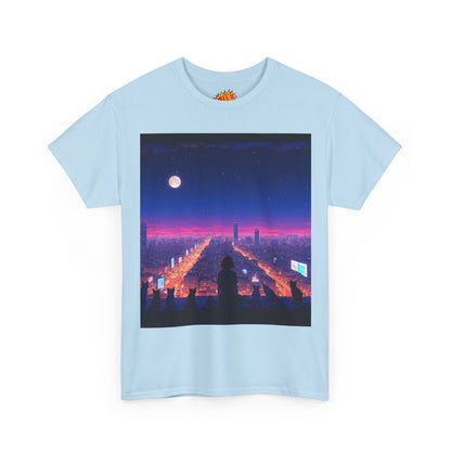 Anime City Full Moon Scene w/Girl & Cats T-Shirt