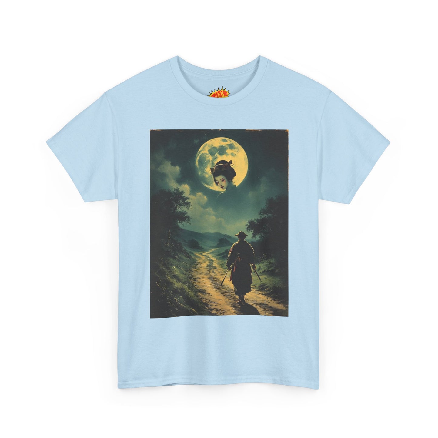 Travelling Samurai w/Moon Geisha Woman T-Shirt *Multiple Colors*