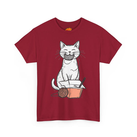 Cat w/Yarn Ball Takeout Art Tee Shirt *Multiple Colors*