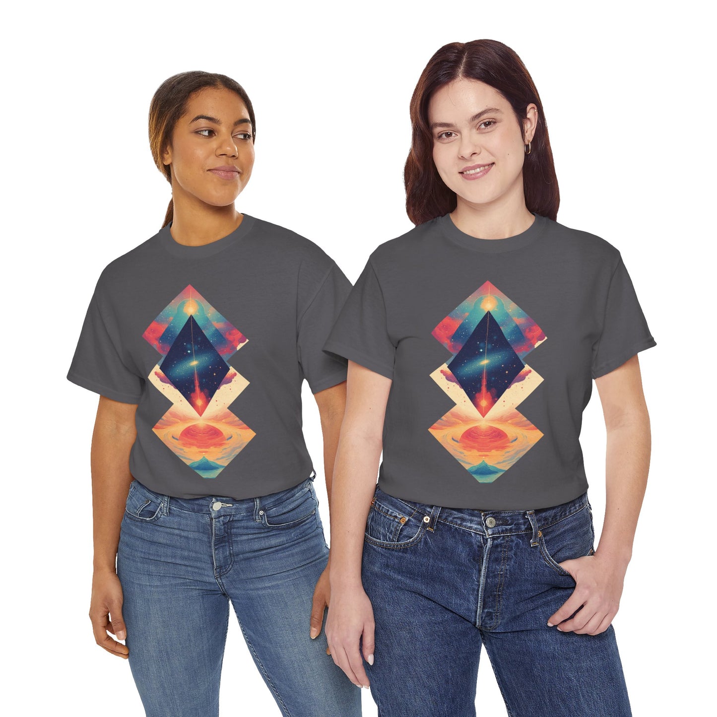 Geometric Shape Galaxy Graphic Space Art Tee Shirt *Multiple Colors*