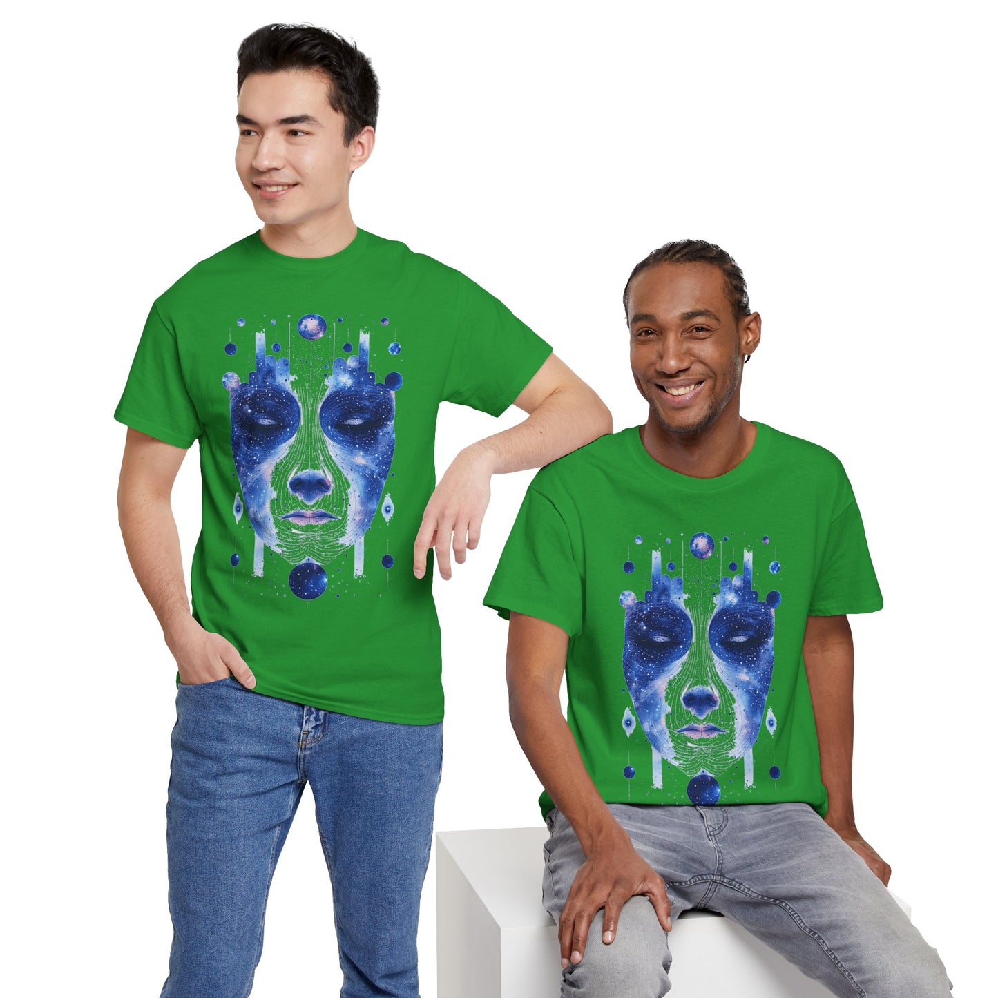 Cosmic Face Galaxy Graphic Space Art Tee Shirt *Multiple Colors*