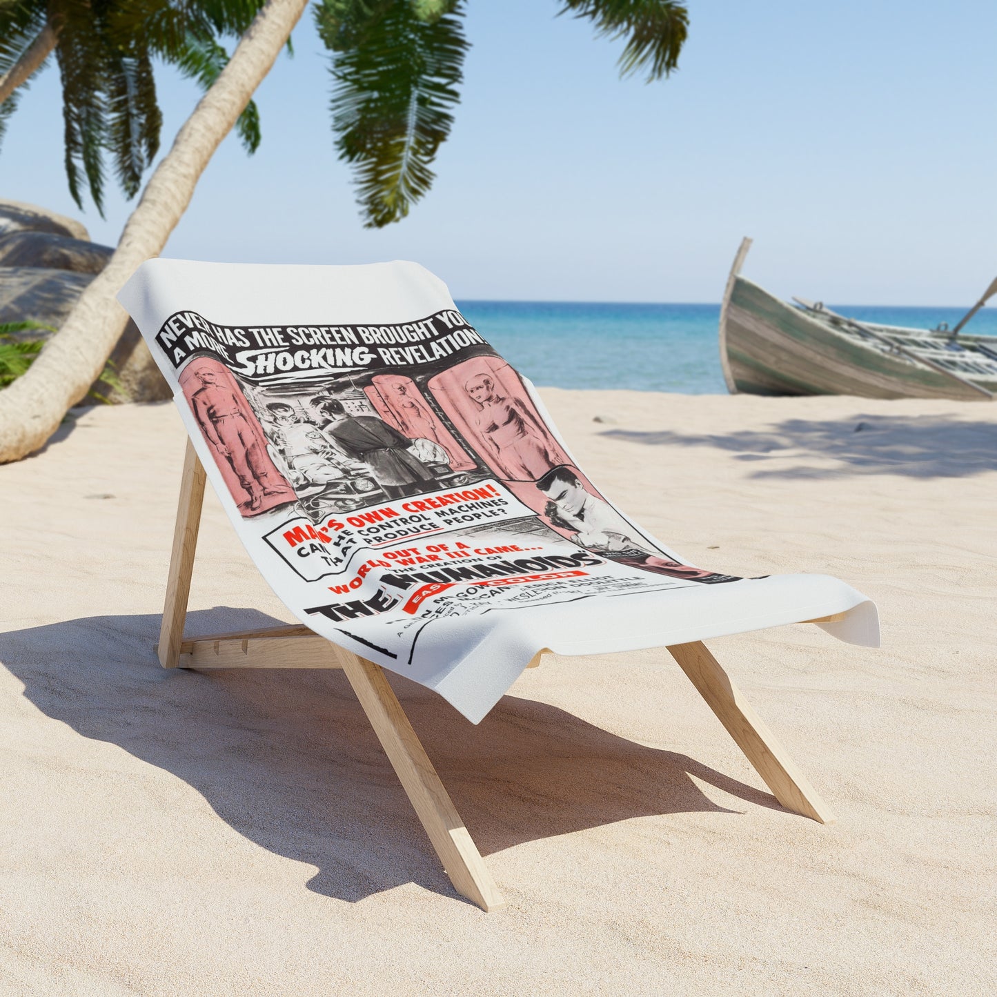 Creation of The Humanoids Vintage Sci‑Fi Movie Poster Art Beach Towel