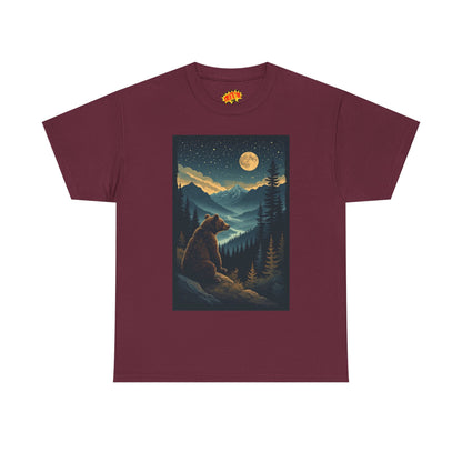 Sitting Grizzly Bear Full Moon Scene T-Shirt