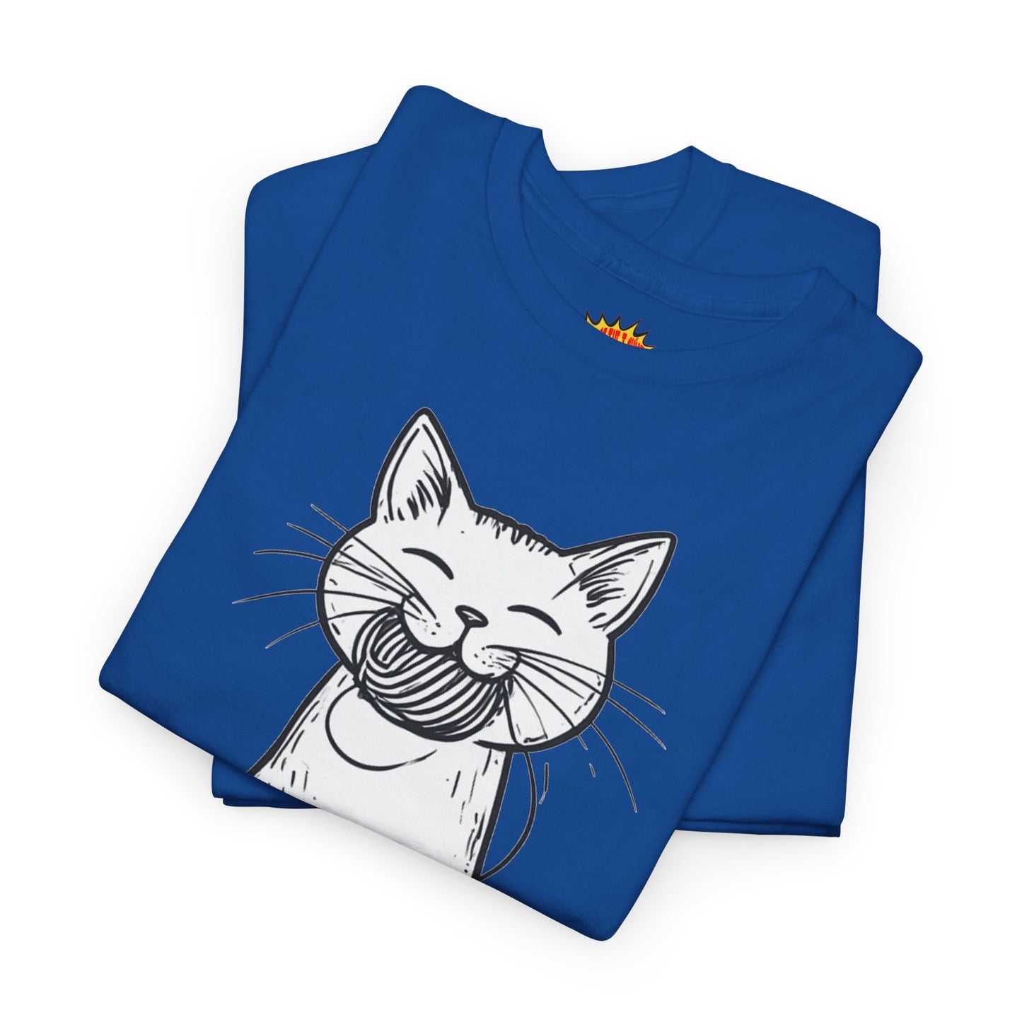 Cat w/Yarn Ball Takeout Art Tee Shirt *Multiple Colors*