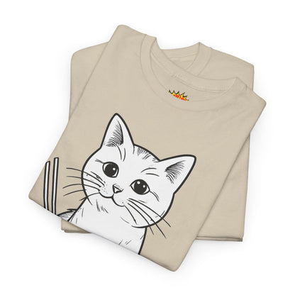 White Cat w/Yarn Ball Art Tee Shirt