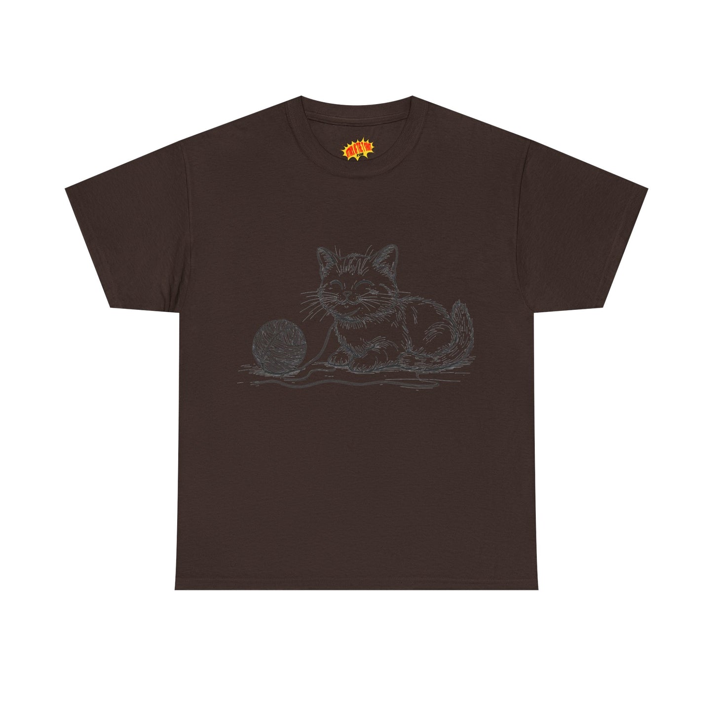 Cat w/Yarn Ball Line Drawing Tee Shirt *Multiple Colors*