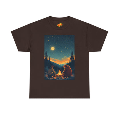Mountain Man w/ Brown Bear Campfire Scene T-Shirt