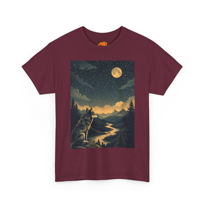 Mountain Wolf with River & Full Moon T-Shirt