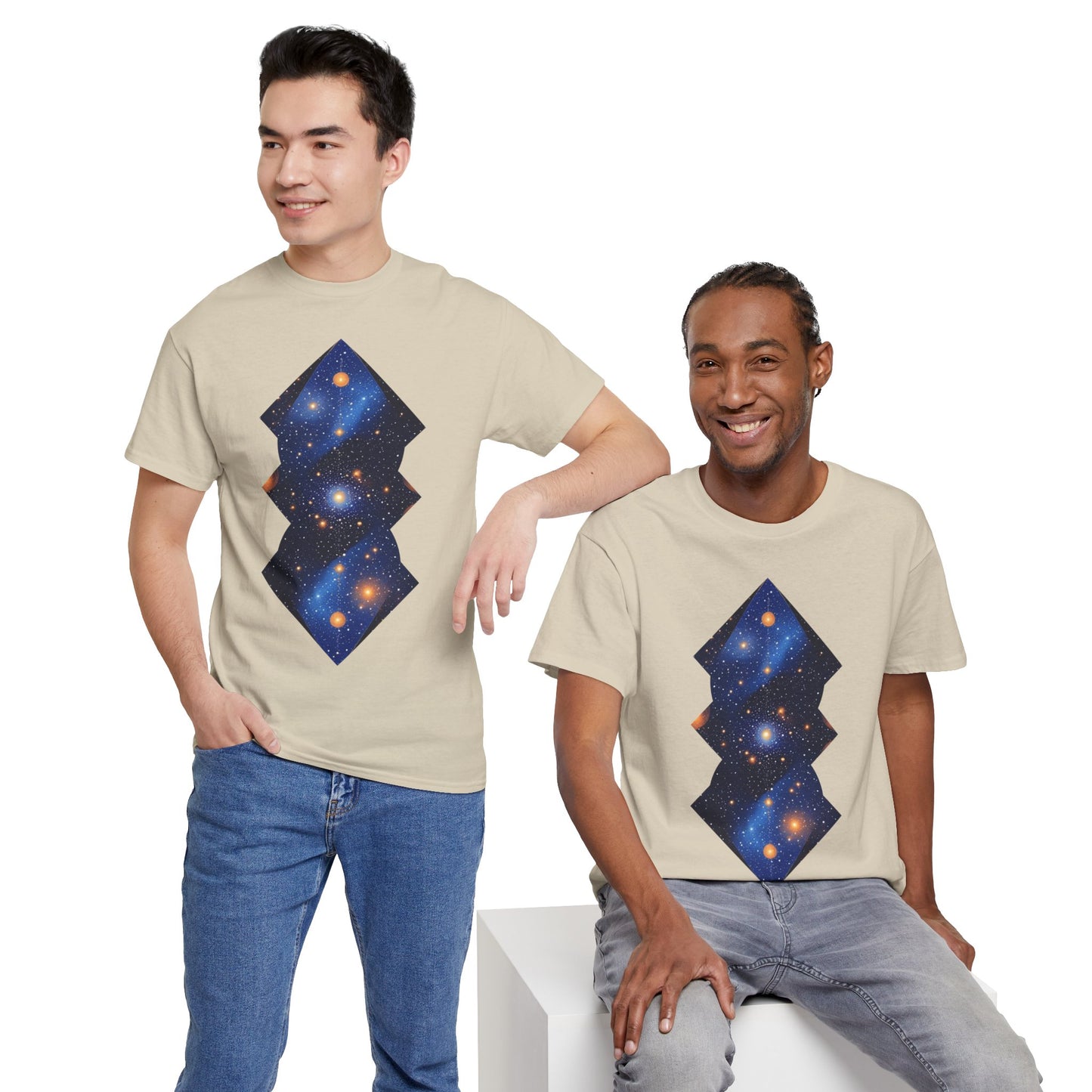 Geometric Shaped Galaxy Graphic Space Art Tee Shirt *Multiple Colors*