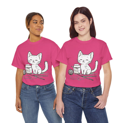 White Cat w/Takeout Yarn Art Tee Shirt