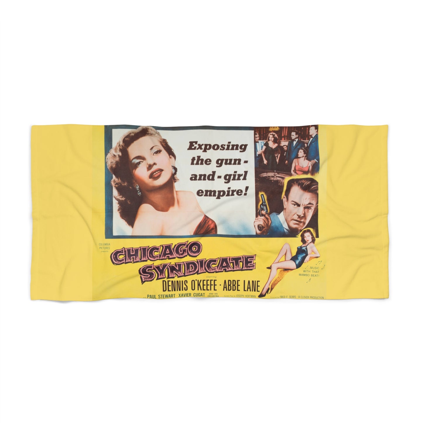 Chicago Syndicate Movie Poster Beach Towel | Vintage 1940s Hollywood Noir Art