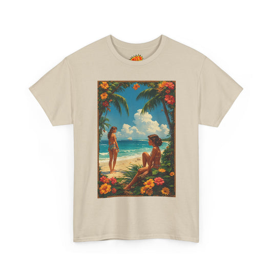 Vintage Style Tropical Floral Scene T-Shirt *Multiple Colors*