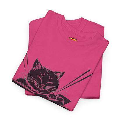 Black Cat w/Box + Yarn Ball Art Drawing Tee Shirt