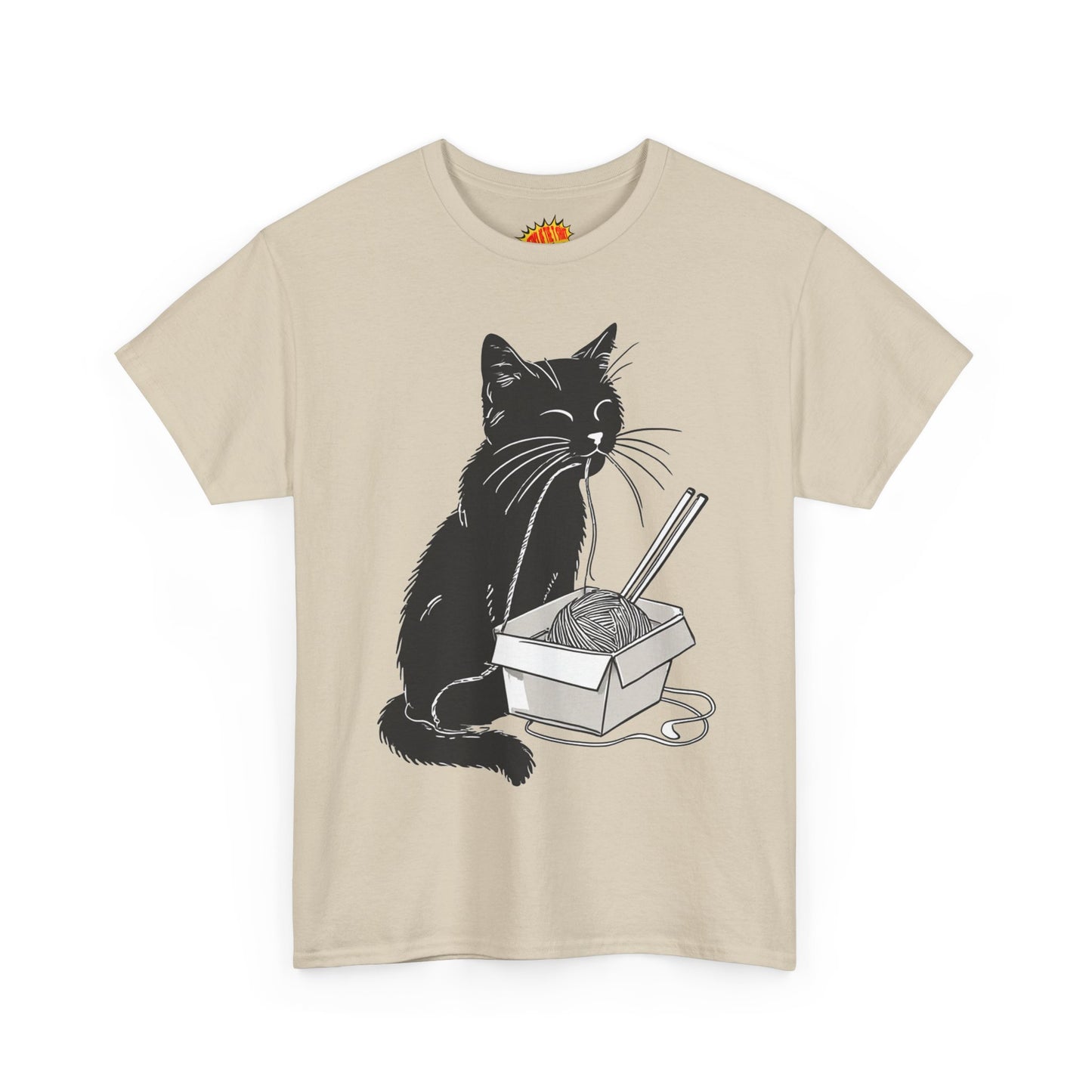 Black Cat w/Noodles Drawing Art Tee Shirt *Multiple Colors*