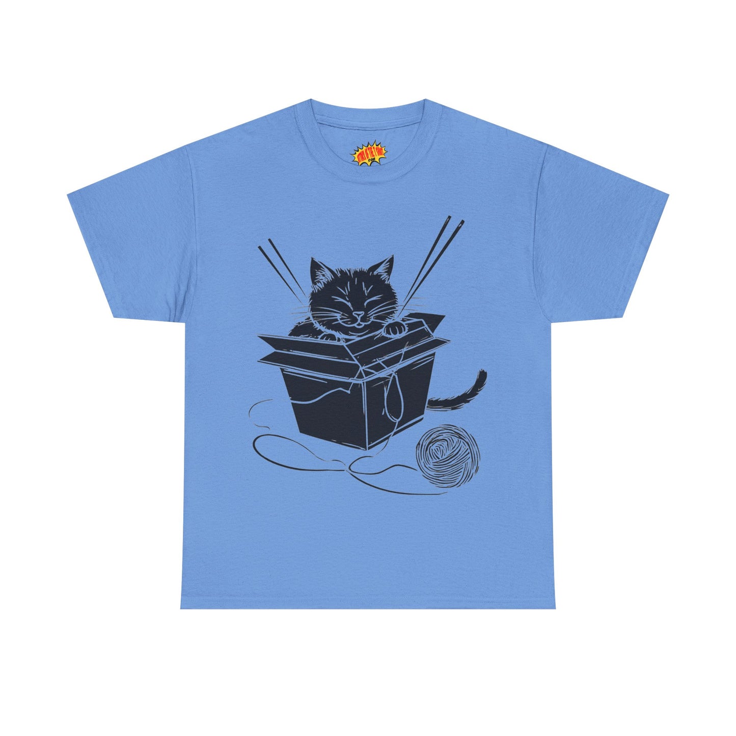 Black Cat w/Box + Yarn Ball Art Drawing Tee Shirt *Multiple Colors*